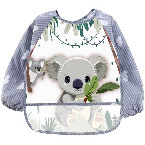 Baby Sleeved Bibs - Protects Clothes During Play & Mealtime, MultiColor V1237-ZY-506-0344