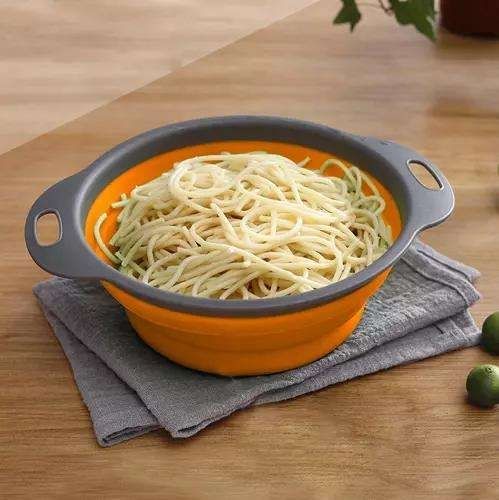 Collapsible Silicone Colander, Space Saving Kitchen Strainer, MultiColor, Practical for Dishwashing & Cooking V1237-ZY-506-0347