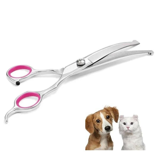 Curved Dog Scissors 19cm, Silver, Rounded Tip Pet Grooming Shears V1237-ZY-506-0349