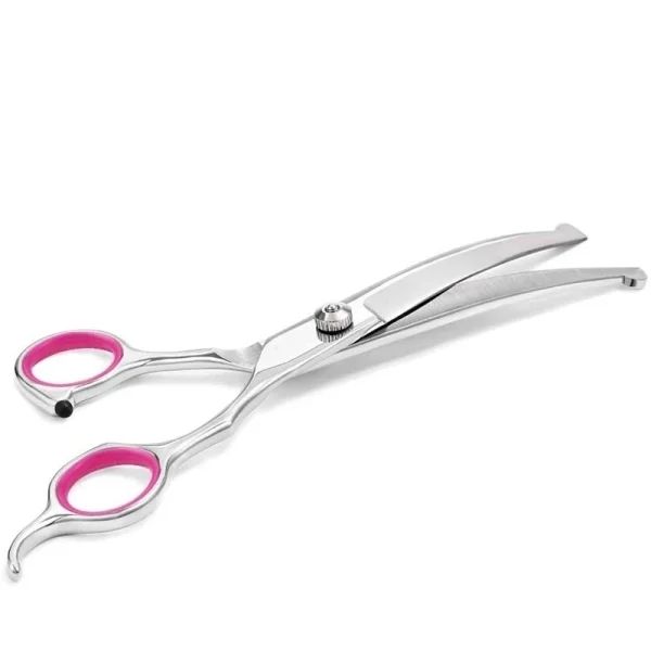 Curved Dog Scissors 19cm, Silver, Rounded Tip Pet Grooming Shears V1237-ZY-506-0349