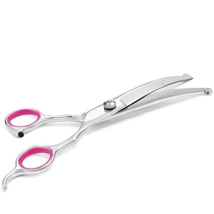 Curved Dog Scissors 19cm, Silver, Rounded Tip Pet Grooming Shears V1237-ZY-506-0349