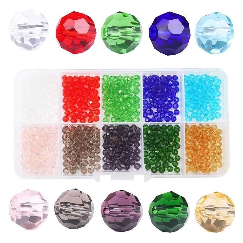600pcs Faceted Glass Beads, 4mm, DIY MultiColor V1237-ZY-506-0350