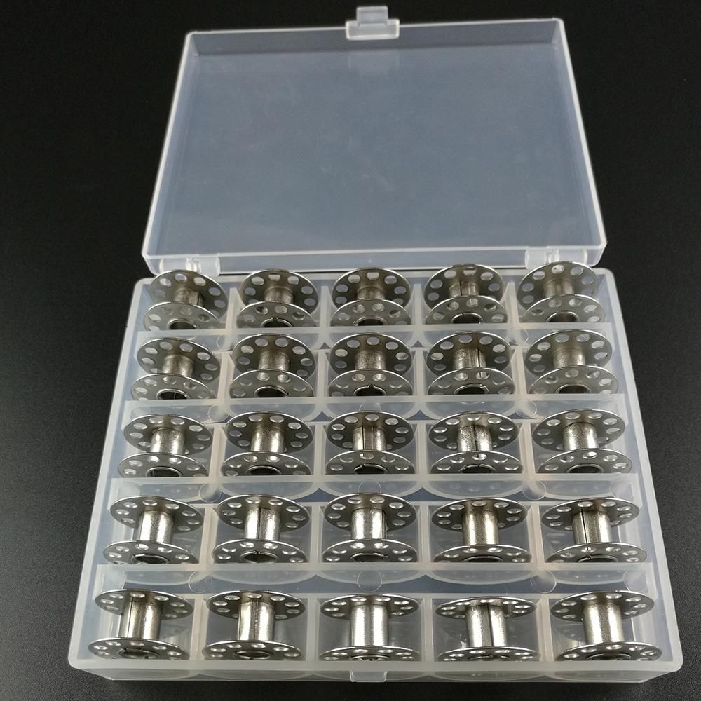 25 Bobbins for Sewing Machine Silver, with Storage Box V1237-ZY-506-0351