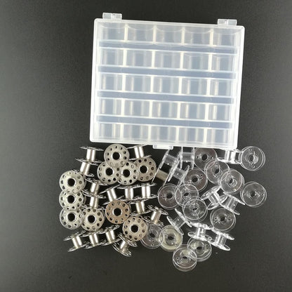 25 Bobbins for Sewing Machine Silver, with Storage Box V1237-ZY-506-0351