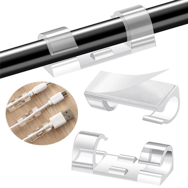 20-Pack Small Transparent Cable Clips, Self-Adhesive Cable Holder V1237-ZY-506-0369