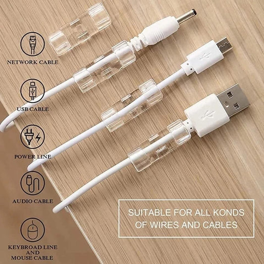 20-pack Cable Holder Self-Adhesive Cable Clips, Large Transparent V1237-ZY-506-0370