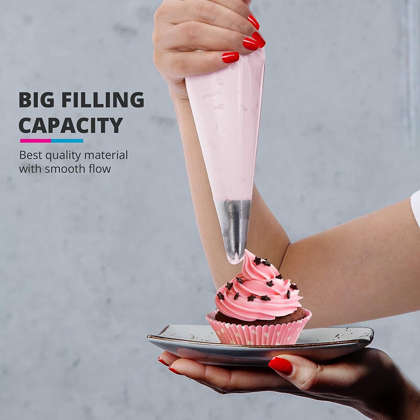 100pcs Disposable Piping Bags, Medium, Transparent for Cake Decorating V1237-ZY-506-0373