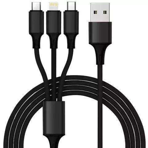 3-in-1 Charging Cable Micro USB Lightning Type-C, Black V1237-ZY-506-0382