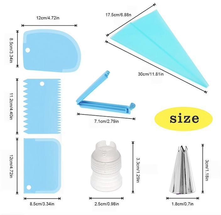 Blue Tulle Set with Liquor Bag, Liquor Tweezers, and Dough Scraper, 14 Pieces V1237-ZY-506-0390