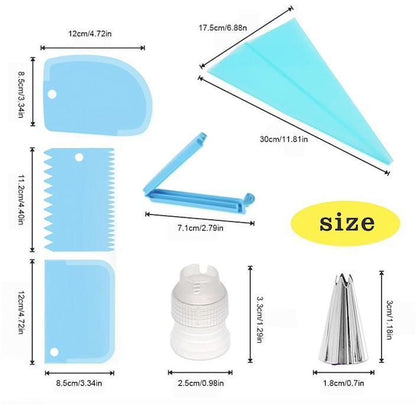 Blue Tulle Set with Liquor Bag, Liquor Tweezers, and Dough Scraper, 14 Pieces V1237-ZY-506-0390