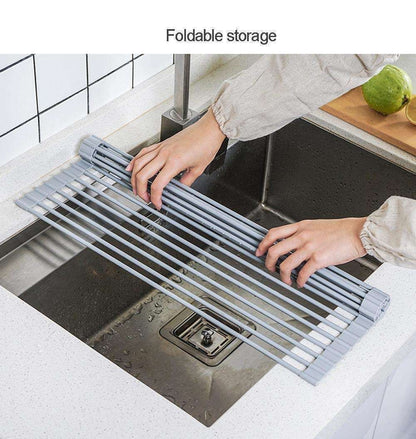 Foldable Stainless Steel Dish Rack, Silver V1237-ZY-506-0406