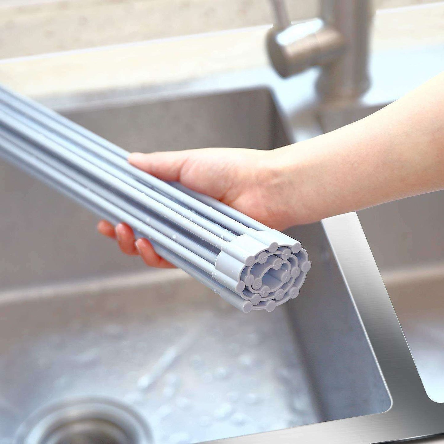 Foldable Stainless Steel Dish Rack, Silver V1237-ZY-506-0406