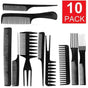 10pcs Professional Comb Set with Different Shapes, Black V1237-ZY-506-0412