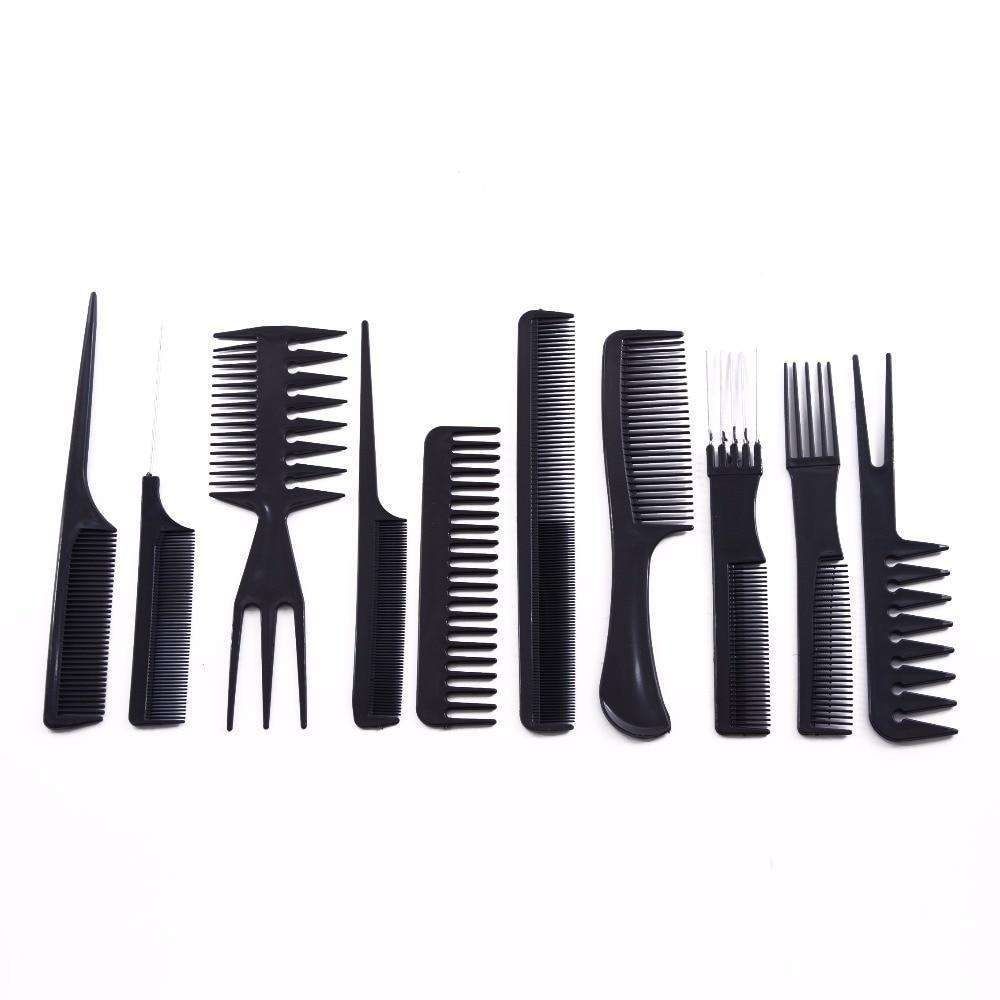 10pcs Professional Comb Set with Different Shapes, Black V1237-ZY-506-0412