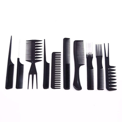 10pcs Professional Comb Set with Different Shapes, Black V1237-ZY-506-0412