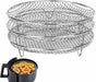 3pcs Air Fryer Basket Rack Stainless Steel Compartment, silver V1237-ZY-506-0414