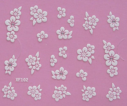 White nail decorations flowers stickers, 10 sheets V1237-ZY-506-0417