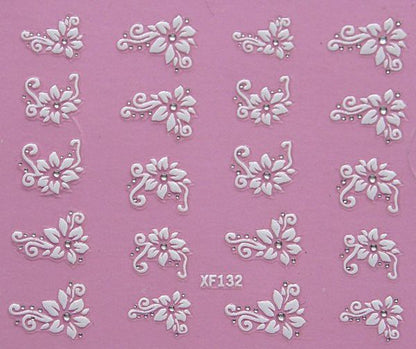 White nail decorations flowers stickers, 10 sheets V1237-ZY-506-0417