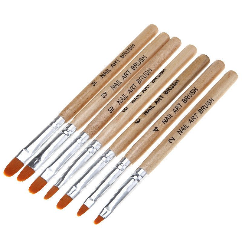 7pcs Acrylic Nail Brushes with Wood Handle V1237-ZY-506-0421