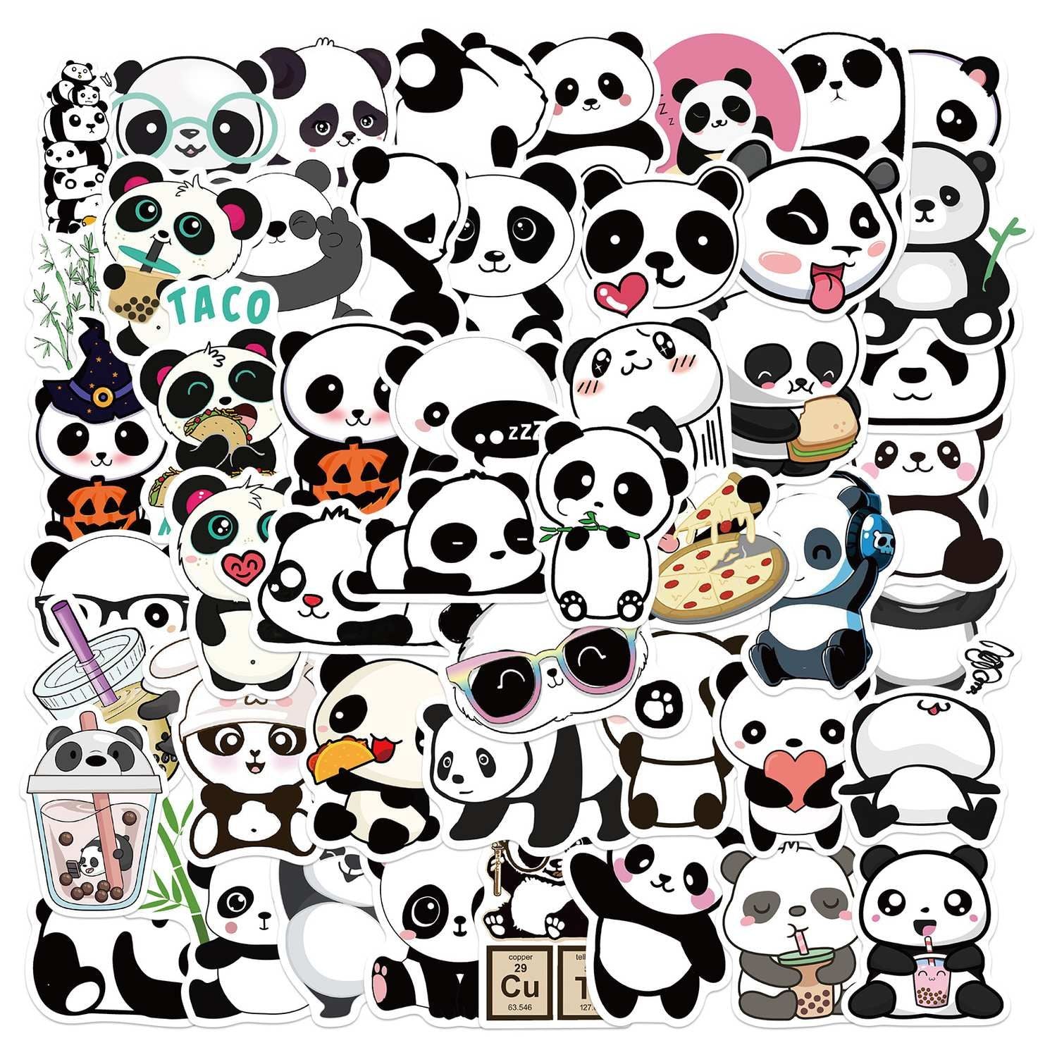 50pcs Graffiti Stickers Waterproof MultiColor Animal Design for Laptop Skate, Compatible with Panda V1237-ZY-506-0423