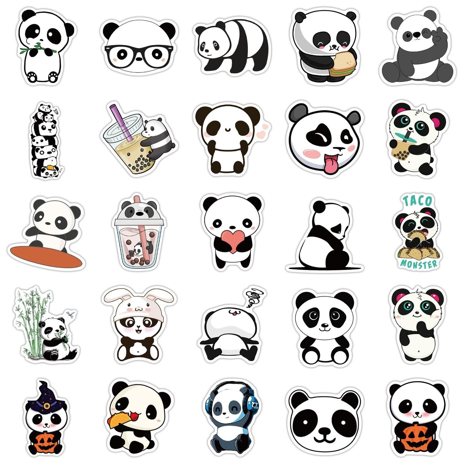 50pcs Graffiti Stickers Waterproof MultiColor Animal Design for Laptop Skate, Compatible with Panda V1237-ZY-506-0423