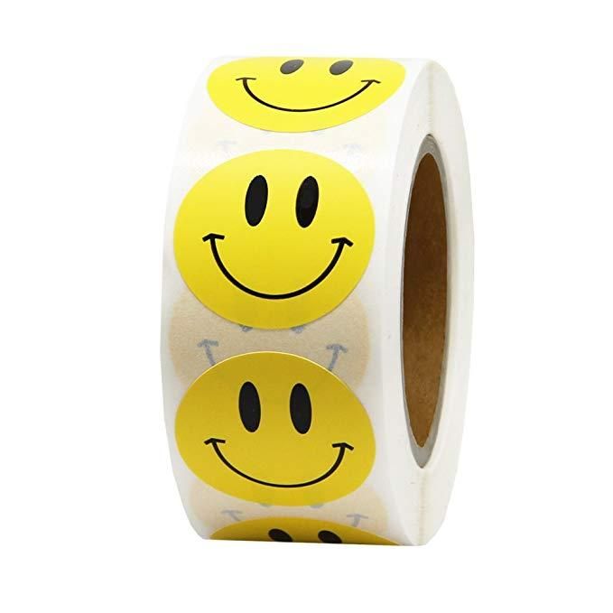 500pcs Emoji Stickers, Yellow Smiley Face V1237-ZY-506-0448