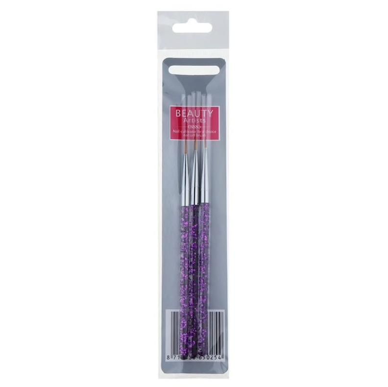 3pcs Nail Art Brushes, Pink V1237-ZY-506-0466