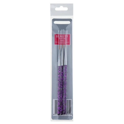 3pcs Nail Art Brushes, Pink V1237-ZY-506-0466