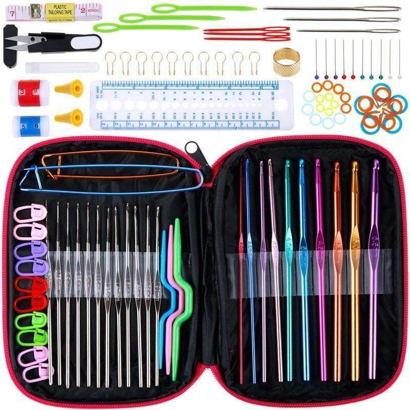 Crochet hooks knitting kit with markers and tape measure, multicolor V1237-ZY-506-0473