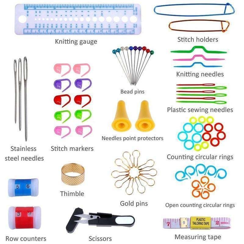 Crochet hooks knitting kit with markers and tape measure, multicolor V1237-ZY-506-0473