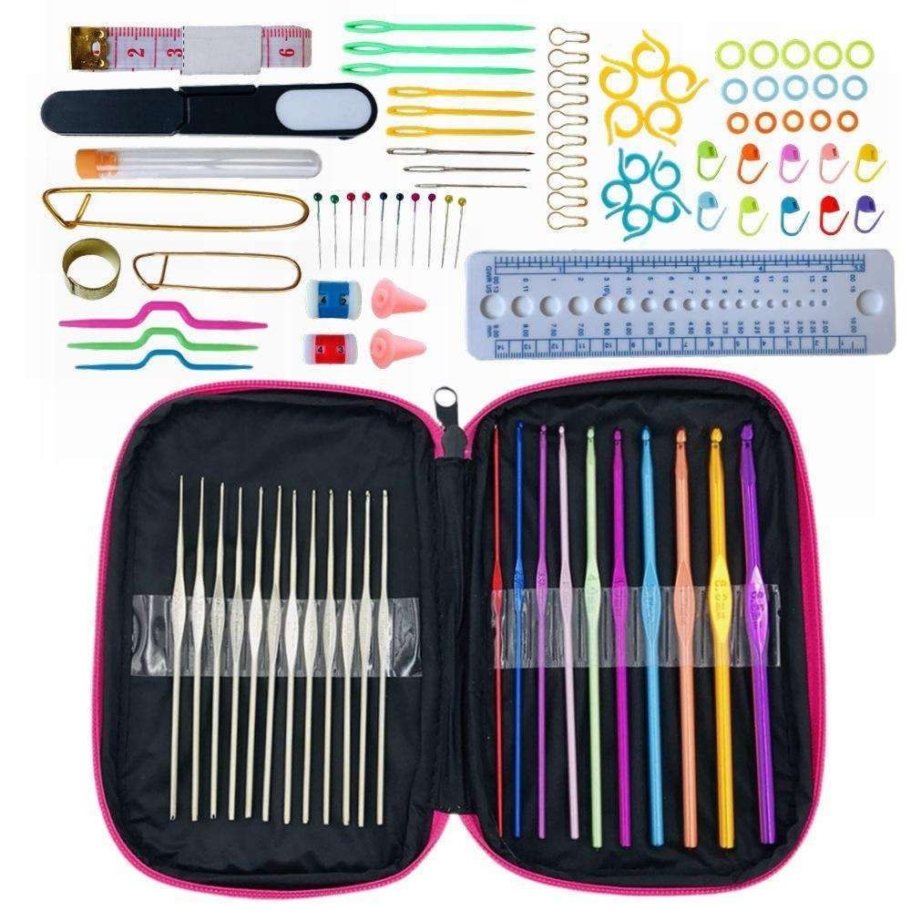Crochet hooks knitting kit with markers and tape measure, multicolor V1237-ZY-506-0473