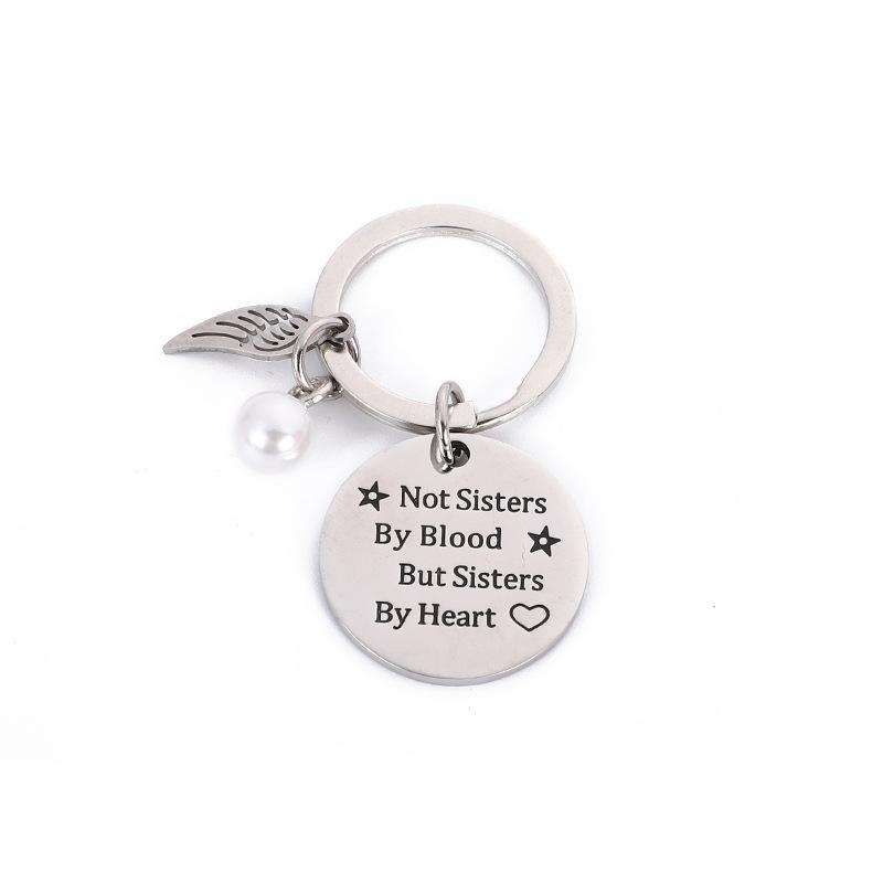 Sisters by Heart Keychain Stainless Steel Vintage Silver V1237-ZY-506-0480