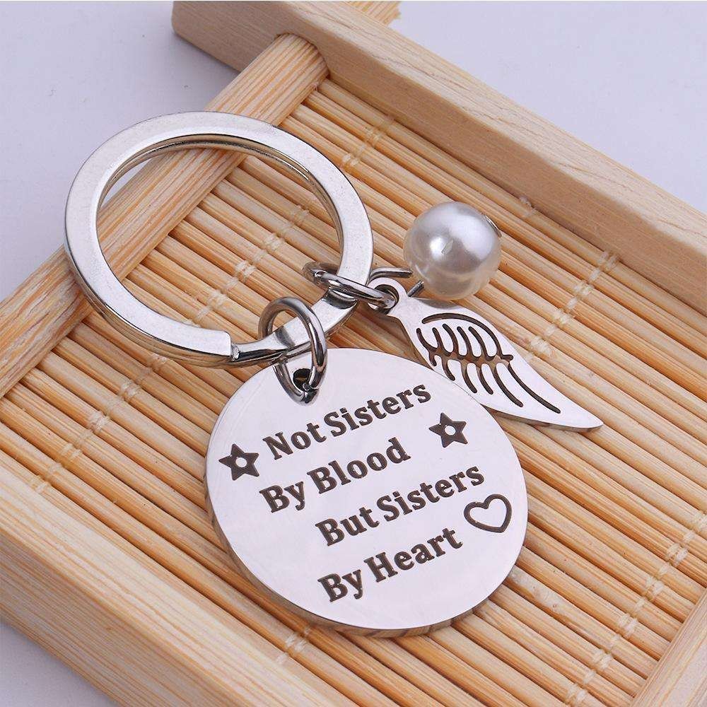 Sisters by Heart Keychain Stainless Steel Vintage Silver V1237-ZY-506-0480