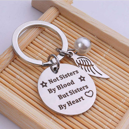 Sisters by Heart Keychain Stainless Steel Vintage Silver V1237-ZY-506-0480