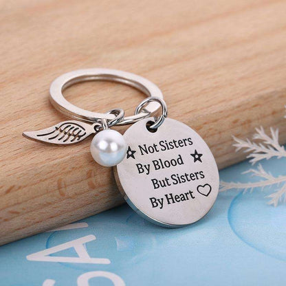 Sisters by Heart Keychain Stainless Steel Vintage Silver V1237-ZY-506-0480