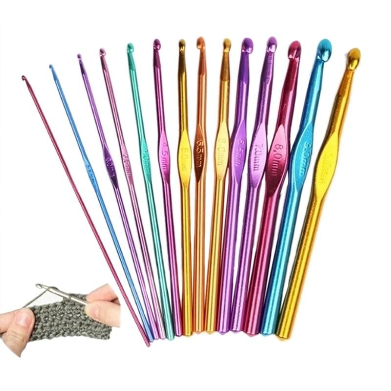 14pcs Aluminum Crochet Hooks, Multicolor Knitting Kit V1237-ZY-506-0489