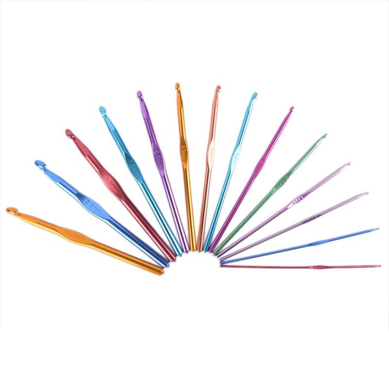 14pcs Aluminum Crochet Hooks, Multicolor Knitting Kit V1237-ZY-506-0489