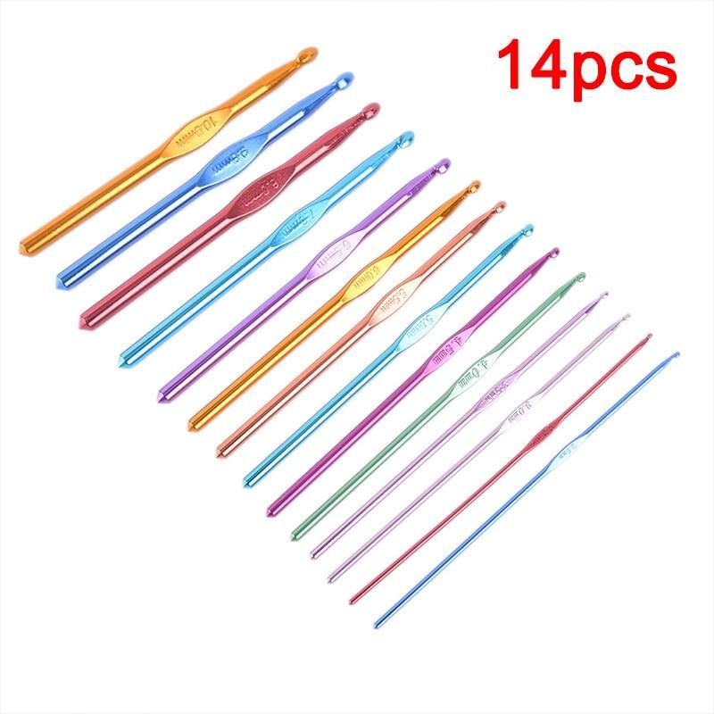 14pcs Aluminum Crochet Hooks, Multicolor Knitting Kit V1237-ZY-506-0489