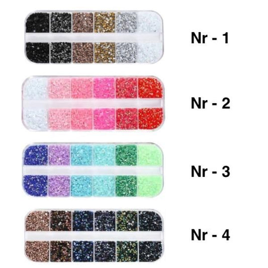 12pcs Rhinestone Nail Decorations in Box, MultiColor, Different Sizes V1237-ZY-506-0491
