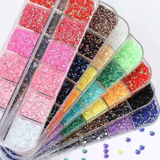 12pcs Rhinestone Nail Decorations in Multicolor, with Different Sizes V1237-ZY-506-0493