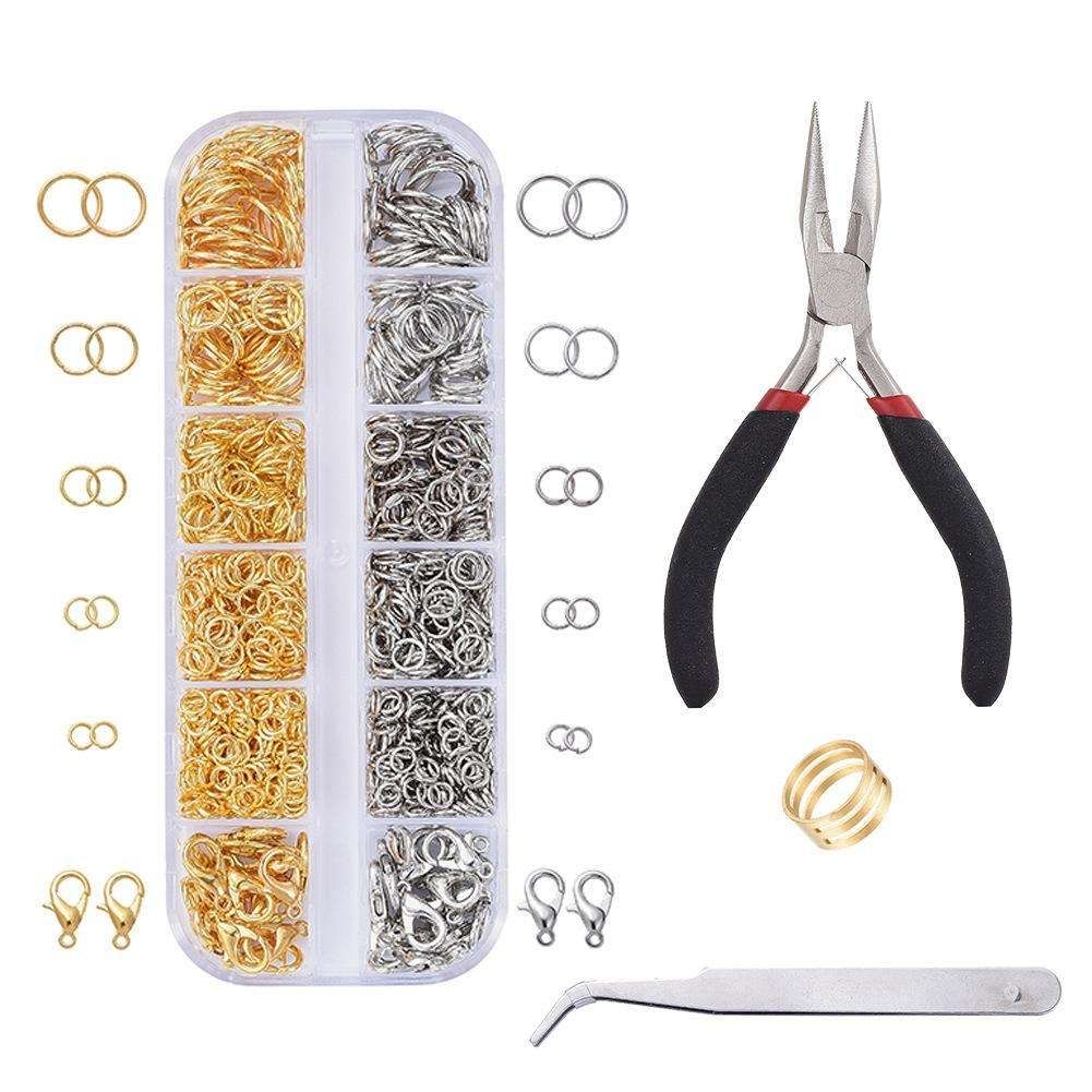 Jewelry Making Kit with Pliers, Wire and Rings - DIY Silver Gold Craft Supplies V1237-ZY-506-0499