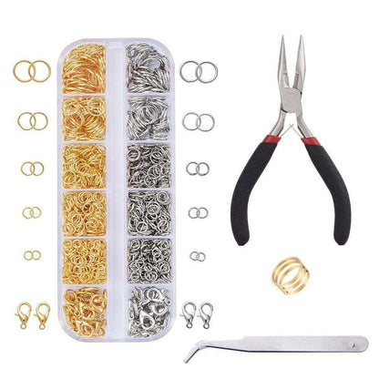 Jewelry Making Kit with Pliers, Wire and Rings - DIY Silver Gold Craft Supplies V1237-ZY-506-0499