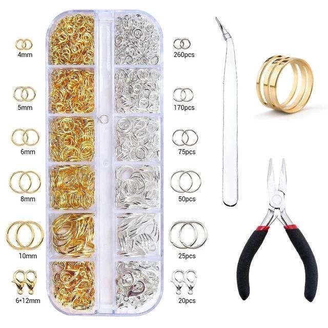 Jewelry Making Kit with Pliers, Wire and Rings - DIY Silver Gold Craft Supplies V1237-ZY-506-0499