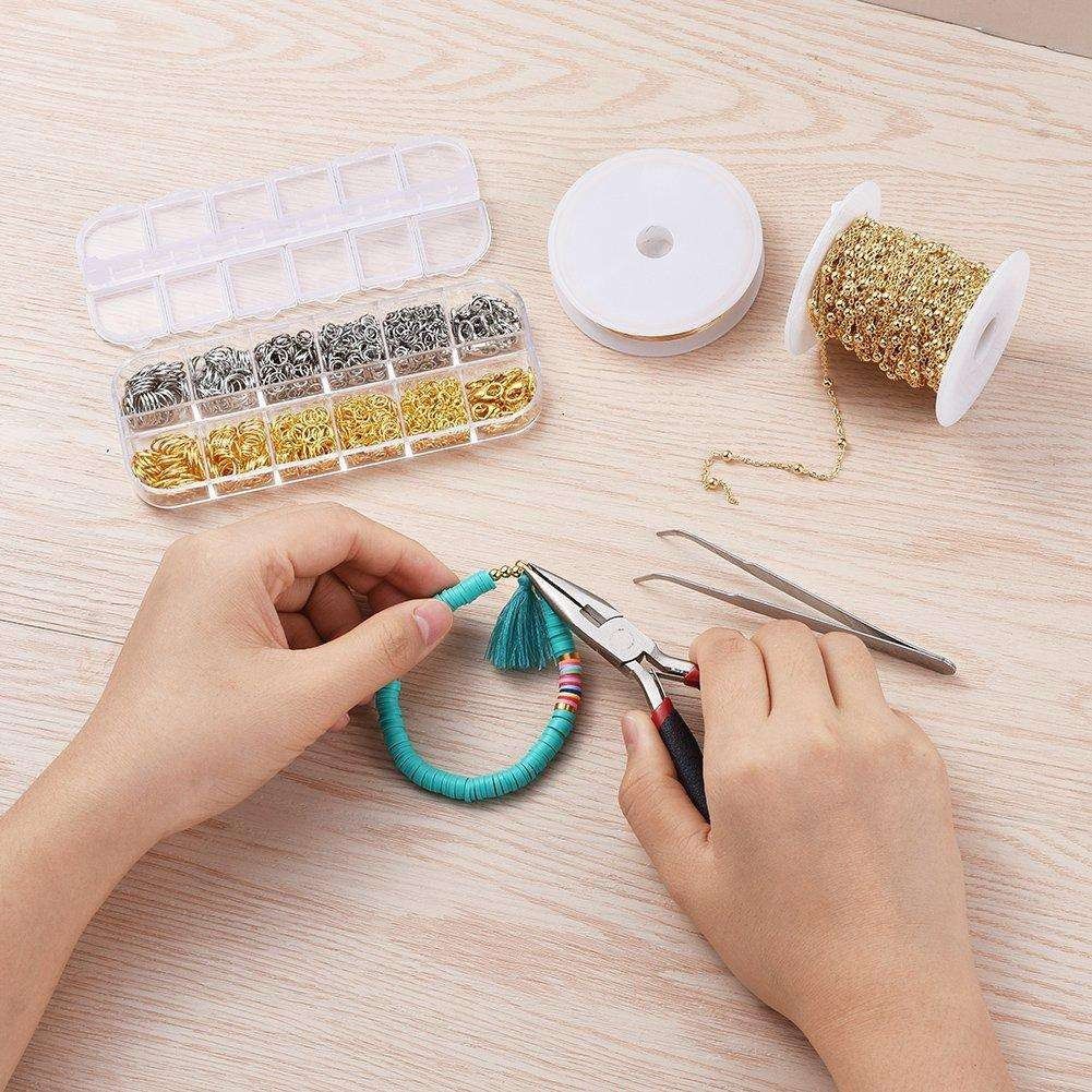 Jewelry Making Kit with Pliers, Wire and Rings - DIY Silver Gold Craft Supplies V1237-ZY-506-0499