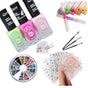 Nail kit with polish, rhinestones, and stickers, MultiColor V1237-ZY-506-0502