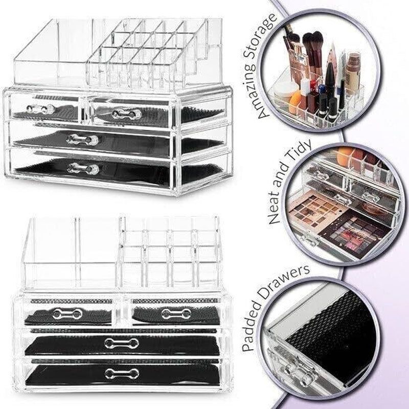 Acrylic Makeup Organizer 4 Drawers Transparent Makeup Stand V1237-ZY-506-0524