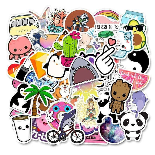 50pcs Animal Cartoon Stickers, MultiColor Decals for Kids and DIY Crafts V1237-ZY-506-0526