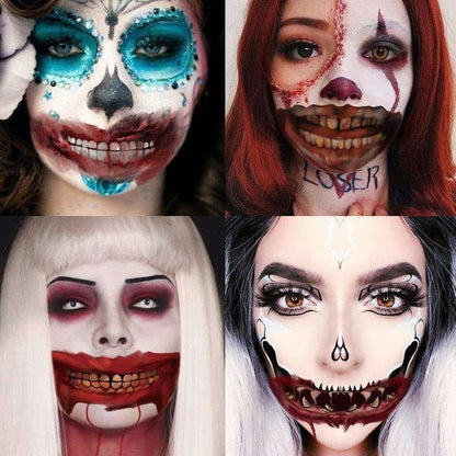12pcs Halloween Wound Tattoo Mouth Tattoos, MultiColor V1237-ZY-506-0527
