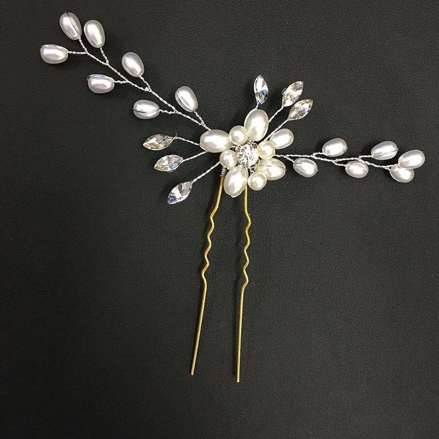 White Pearl Flower Wedding Hairpin V1237-ZY-506-0530