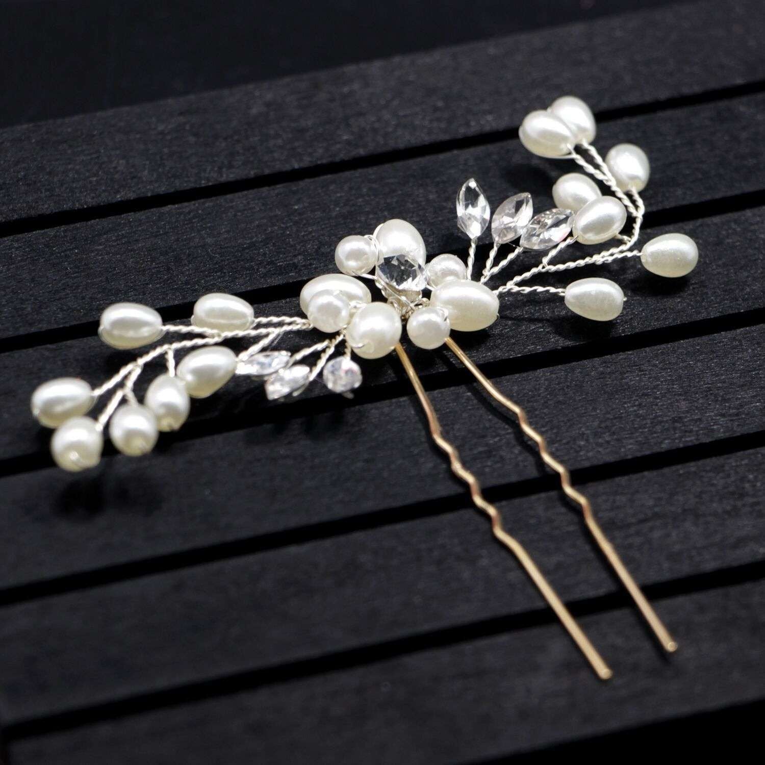 White Pearl Flower Wedding Hairpin V1237-ZY-506-0530